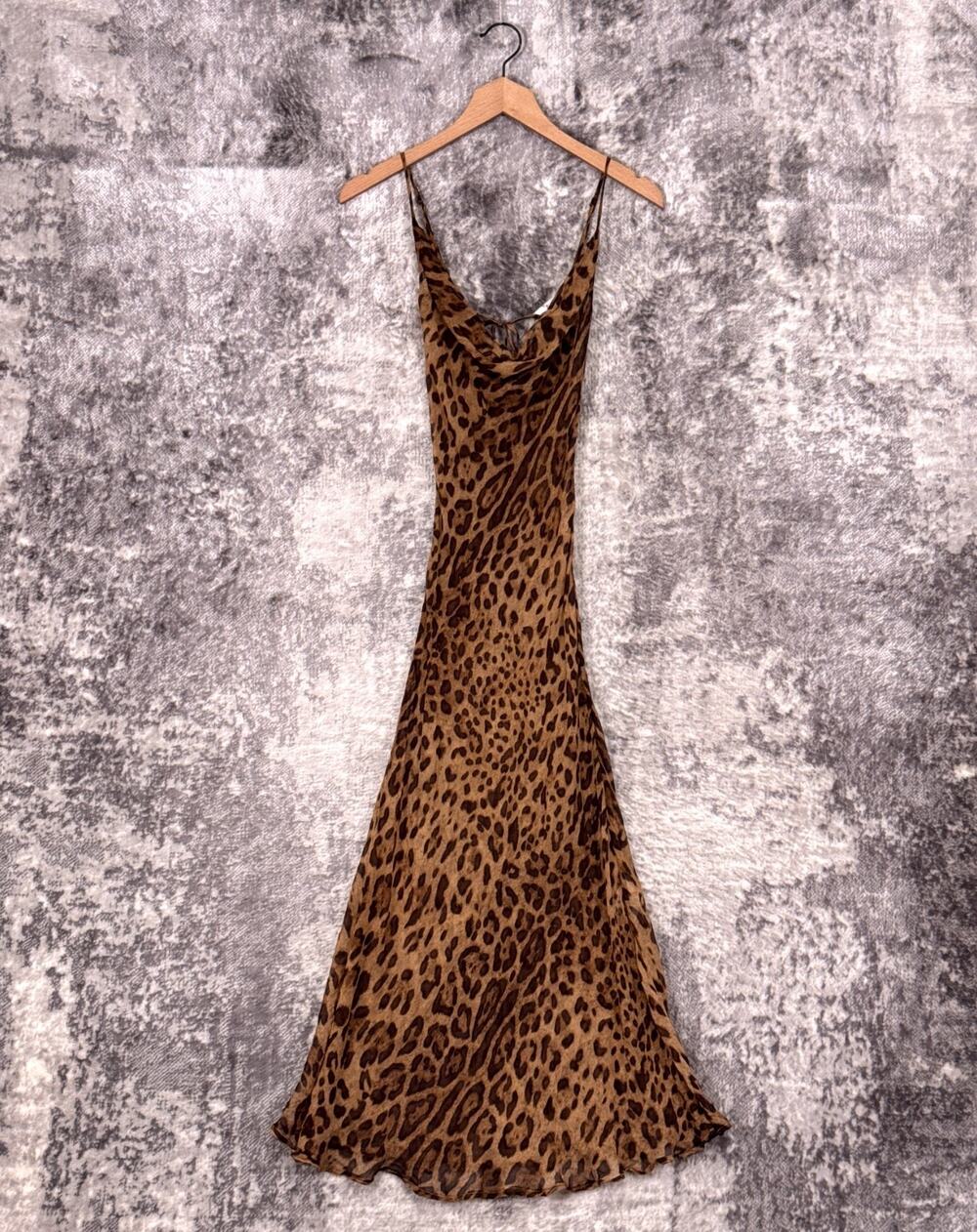 Rat & Boa Valentina Dress XS Womens 100% Silk Semi Sheer Leopard Slip